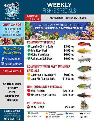 Big Al's (Brampton) Weekly Specials July 18 to 24