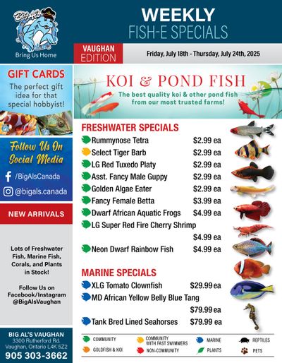Big Al's (Vaughan) Weekly Specials July 18 to 24