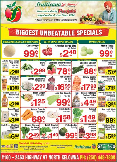 Fruiticana (Kelowna) Flyer July 17 to 23