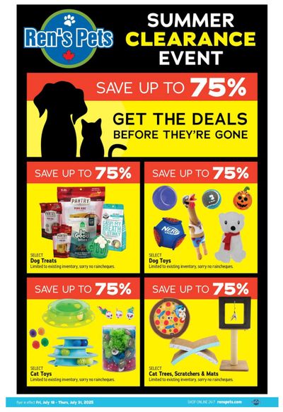 Ren's Pets Flyer July 18 to 31
