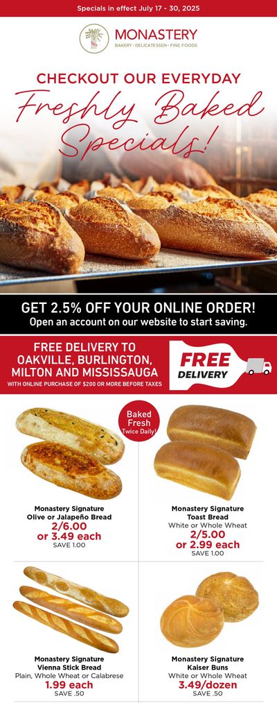 Monastery Bakery Flyer July 17 to 30