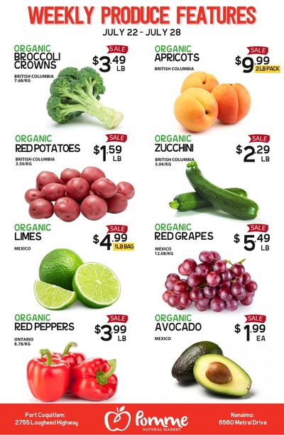 Pomme Natural Market Weekly Produce Flyer July 22 to 28
