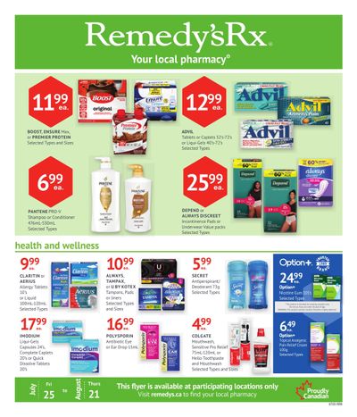 Remedy's RX Monthly Flyer July 25 to August 21