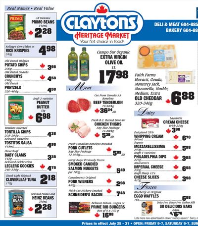 Claytons Heritage Market Flyer July 25 to 31