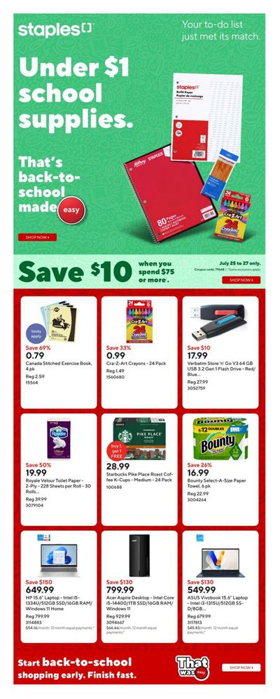 Staples Flyer July 25 to 31