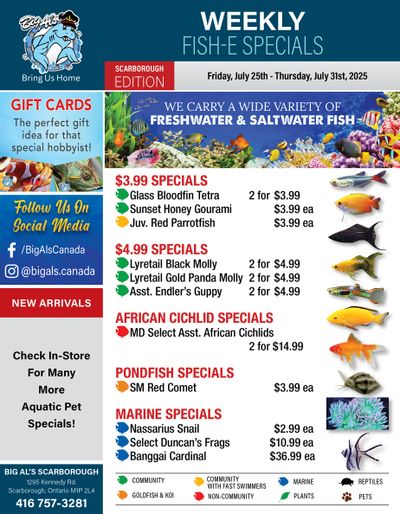 Big Al's (Scarborough) Weekly Specials July 25 to 31