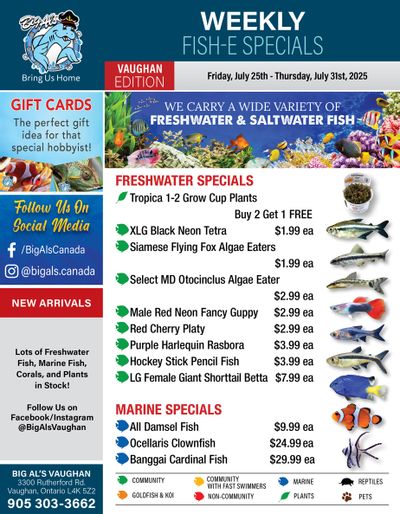 Big Al's (Vaughan) Weekly Specials July 25 to 31