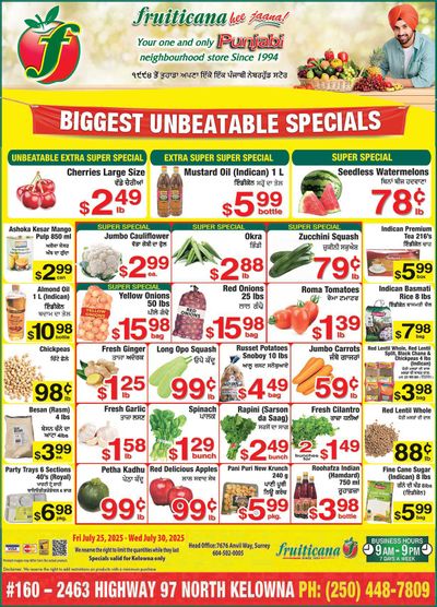 Fruiticana (Kelowna) Flyer July 25 to 30