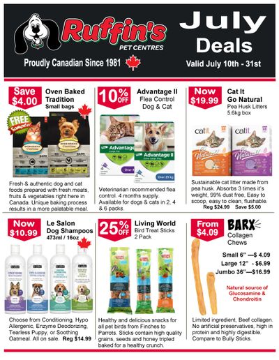 Ruffin's Pet Centre Flyer July 10 to 31