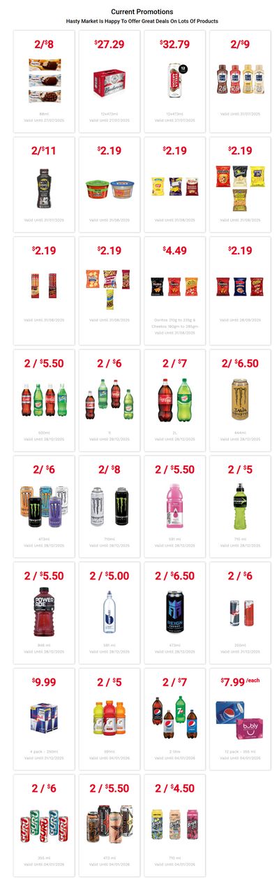 Hasty Market in-store Deals July 27 to August 31
