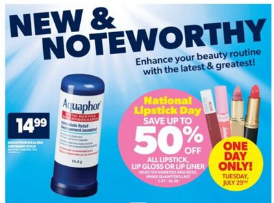 Real Canadian Superstore Ontario: National Lipstick Day up 50% off July 29th + Flyer Deals