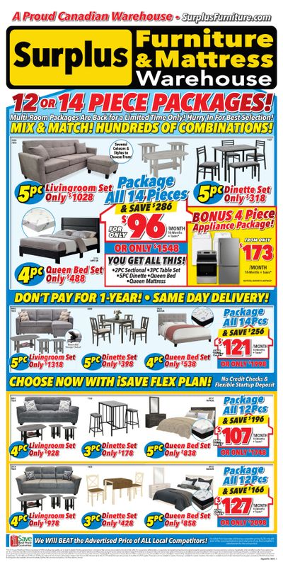 Surplus Furniture & Mattress Warehouse (Regina, Saskatoon, Prince Albert) Flyer July 28 to August 10