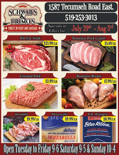 Schwab's & Primo's Flyer July 29 to August 3