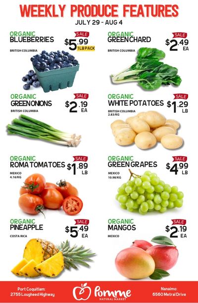 Pomme Natural Market Weekly Produce Flyer July 29 to August 4