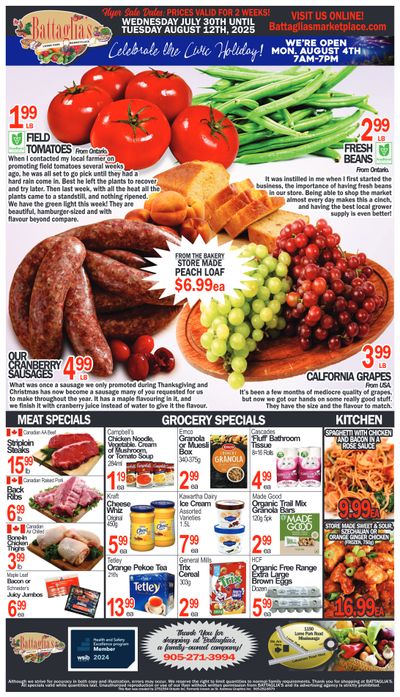 Battaglia's Marketplace Flyer July 30 to August 12