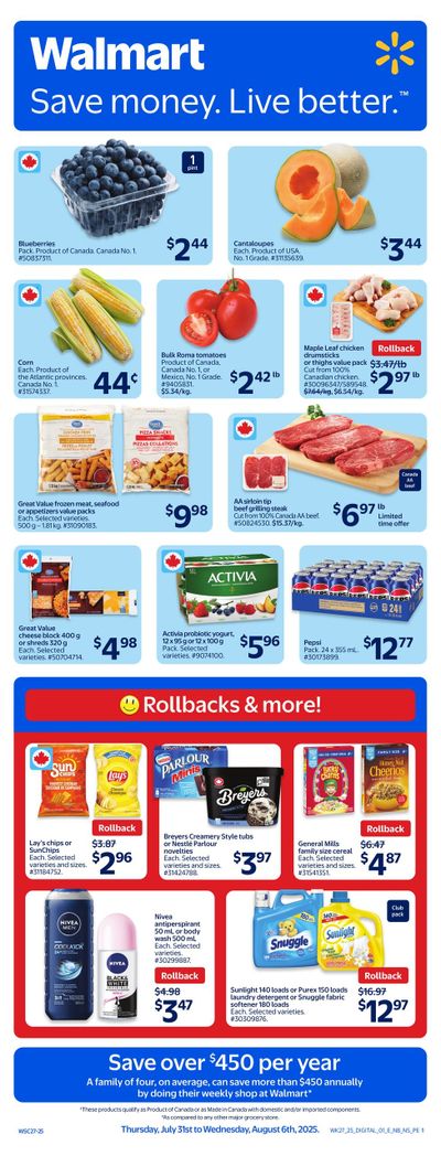 Walmart (Atlantic) Flyer July 31 to August 6
