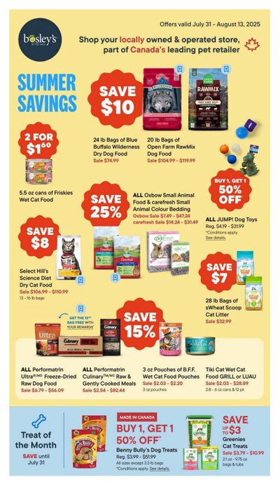 Bosley's by PetValu Flyer July 31 to August 13