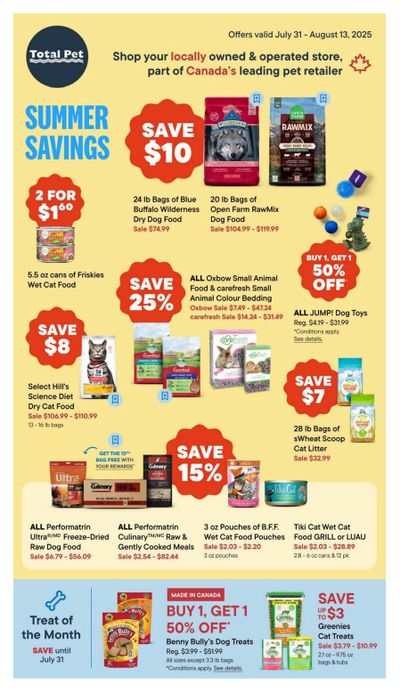 Total Pet Flyer July 31 to August 13