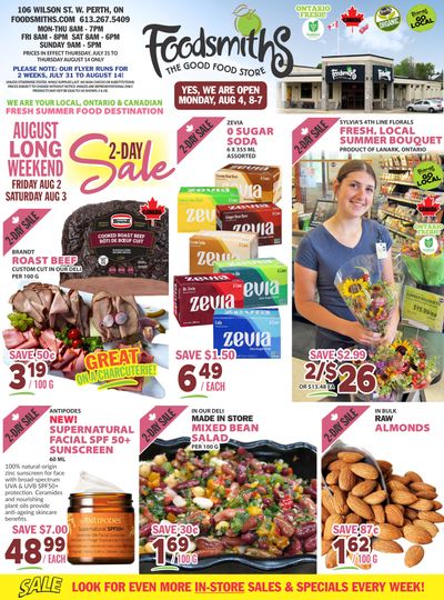 Foodsmiths Flyer July 31 to August 14