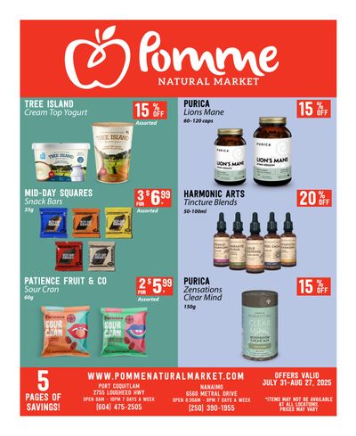 Pomme Natural Market Monthly Specials Flyer July 31 to August 27