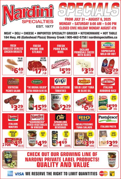 Nardini Specialties Flyer July 31 to August 6