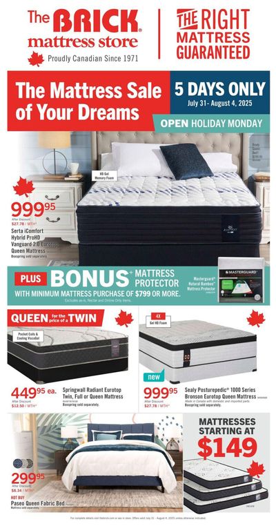 The Brick Mattress Store Flyer July 31 to August 14
