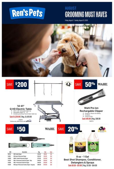 Ren's Pets Pet Grooming Must Haves Flyer August 1 to 31