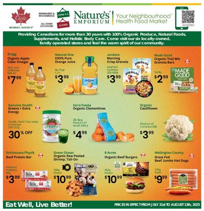 Nature's Emporium Bi-Weekly Flyer July 31 to August 13