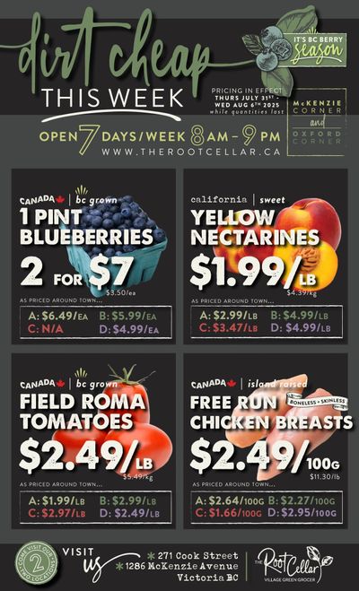 The Root Cellar Flyer July 31 to August 6
