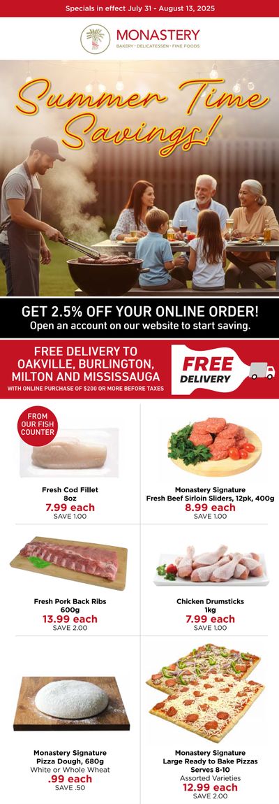 Monastery Bakery Flyer July 30 to August 13