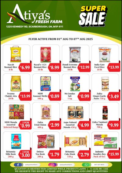 Atiya's Fresh Farm Flyer August 1 to 7