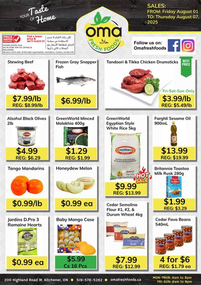 Oma Fresh Foods Flyer August 1 to 7
