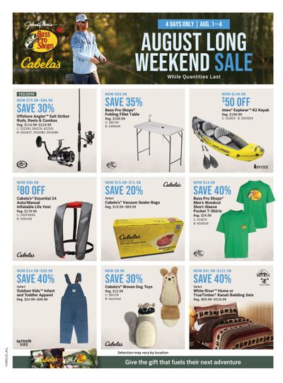 Cabela's August Long Weekend Sale August 1 to 4