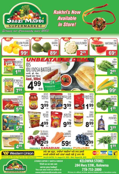 Sabzi Mandi Supermarket (Kelowna) Flyer August 1 to 6