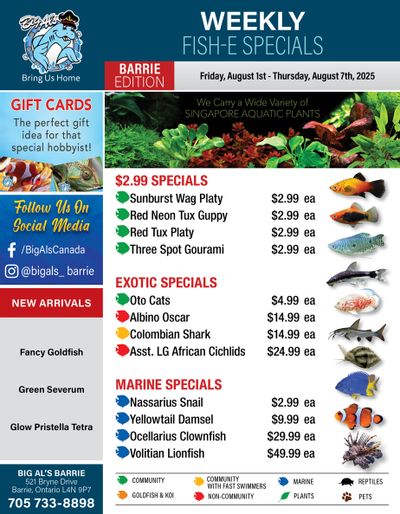 Big Al's (Barrie) Weekly Specials August 1 to 7