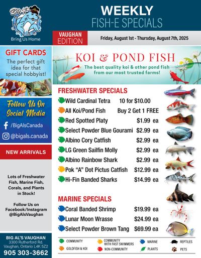 Big Al's (Vaughan) Weekly Specials August 1 to 7