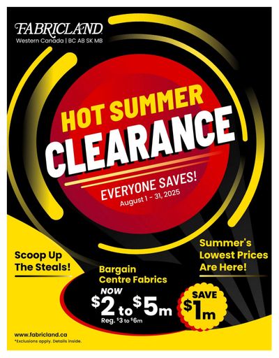 Fabricland (West) Flyer August 1 to 31
