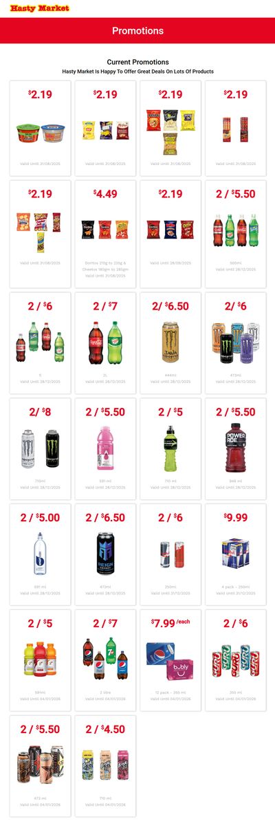 Hasty Market in-store Deals August 1 to 31