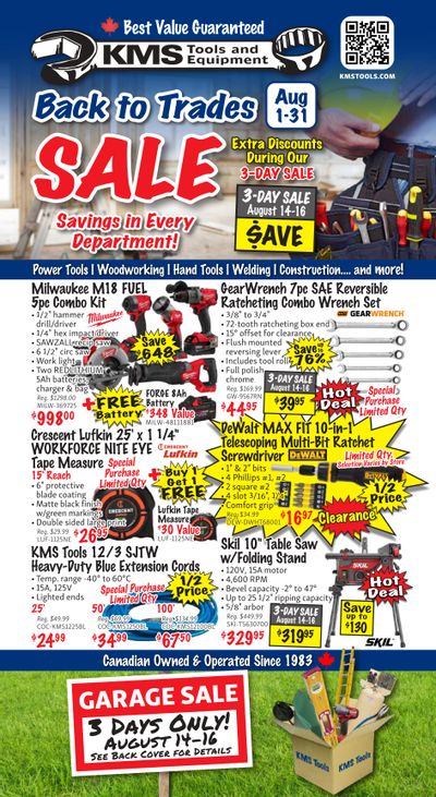KMS Tools and Equipment Flyer August 1 to 31