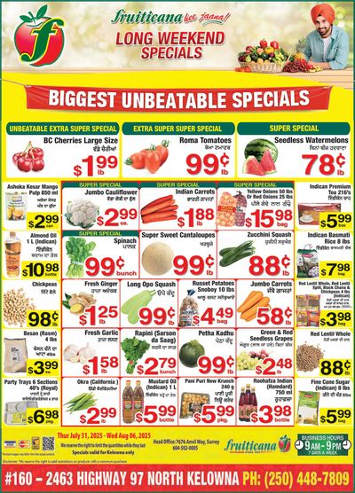 Fruiticana (Kelowna) Flyer July 31 to August 6