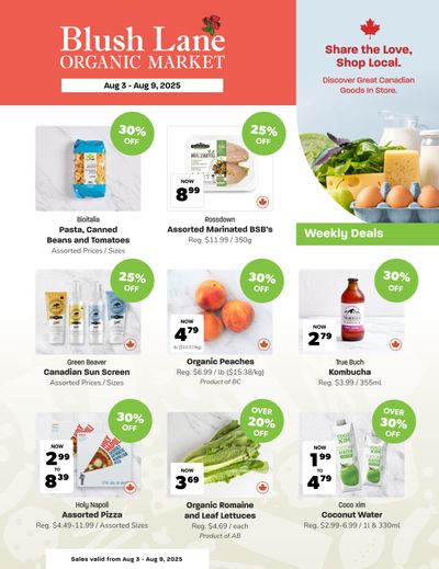 Blush Lane Organic Market Flyer August 3 to 9