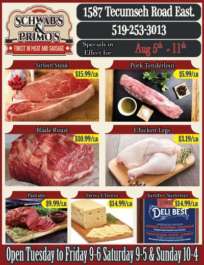 Schwab's & Primo's Flyer August 5 to 11