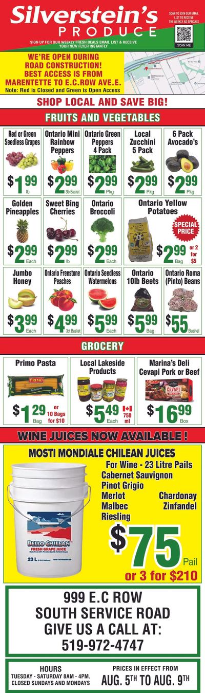 Silverstein's Produce Flyer August 5 to 9