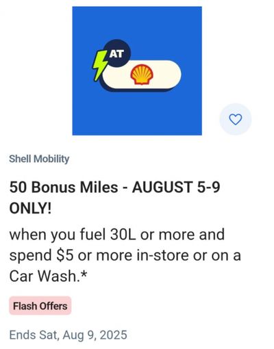 Air Miles Canada Shell Offers: Earn up to 80 Bonus Air Miles