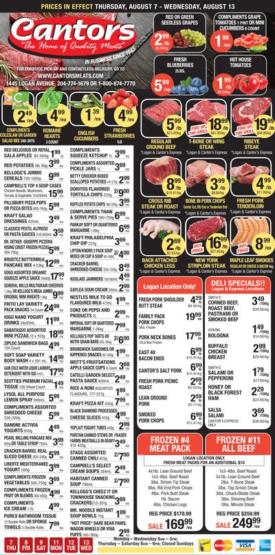 Cantor's Meats Flyer August 7 to 13