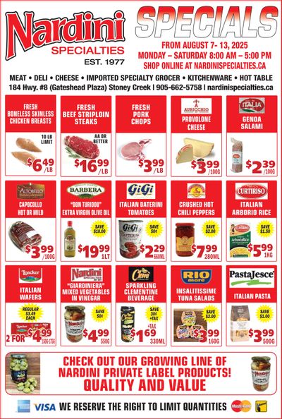 Nardini Specialties Flyer August 7 to 13