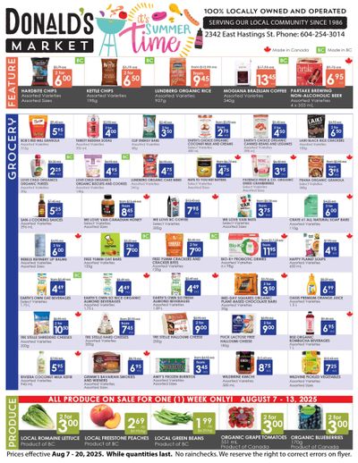 Donald's Market Flyer August 7 to 20