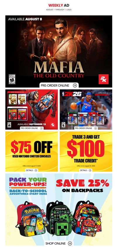 GameStop Flyer August 7 to 13