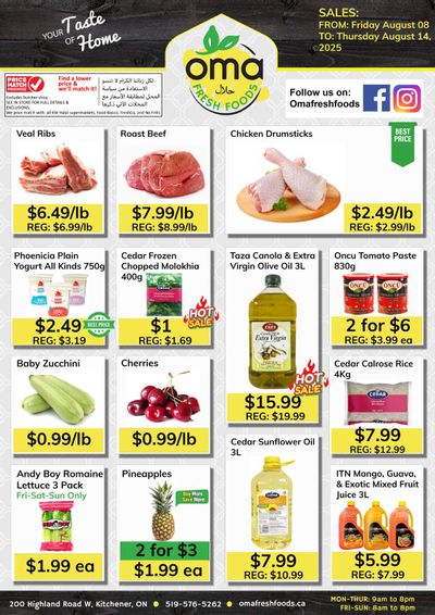 Oma Fresh Foods Flyer August 8 to 14