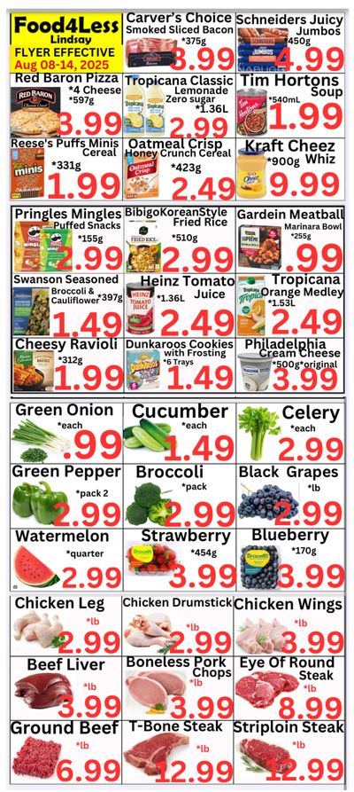 Food 4 Less (Lindsay) Flyer August 8 to 14